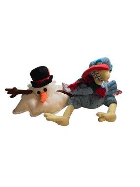 2 Vintage 1998 Meanies Shocking Stuffers Slushy the Snowman Cold Turkey Plush